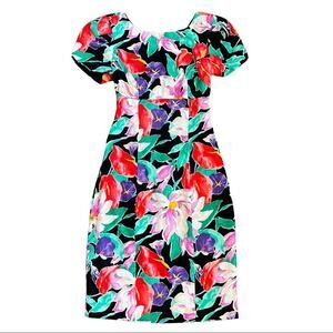 Vintage Leslie Faye Evenings 80's Floral Dress